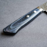 日本 增谷刃物 訓平作 VG10鋼 槌目大馬士革紋 刻流 藍柄 牛刀主廚刀 180mm