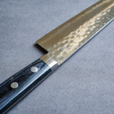 日本 增谷刃物 訓平作 VG10鋼 槌目大馬士革紋 刻流 藍柄 牛刀主廚刀 180mm