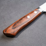 日本 增谷刃物 訓平作 VG10鋼 槌目大馬士革紋 刻流 桃花芯木柄 三德刀 170mm