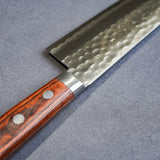 日本 增谷刃物 訓平作 VG10鋼 槌目大馬士革紋 刻流 桃花芯木柄 三德刀 170mm