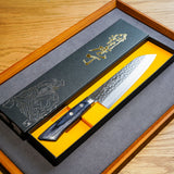 日本 增谷刃物 訓平作 VG10鋼 槌目大馬士革紋 刻流 藍柄 三德刀 170mm