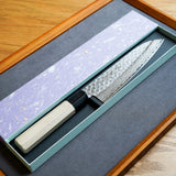 日本 堺孝行 AUS10 45層槌目大馬士革紋 三德刀 和柄 180mm